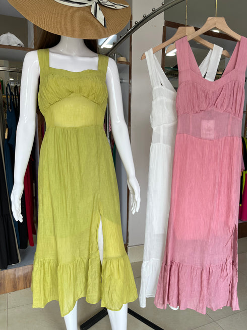 Side Slit Sleeveless Back Bow Decor Long Dresses
